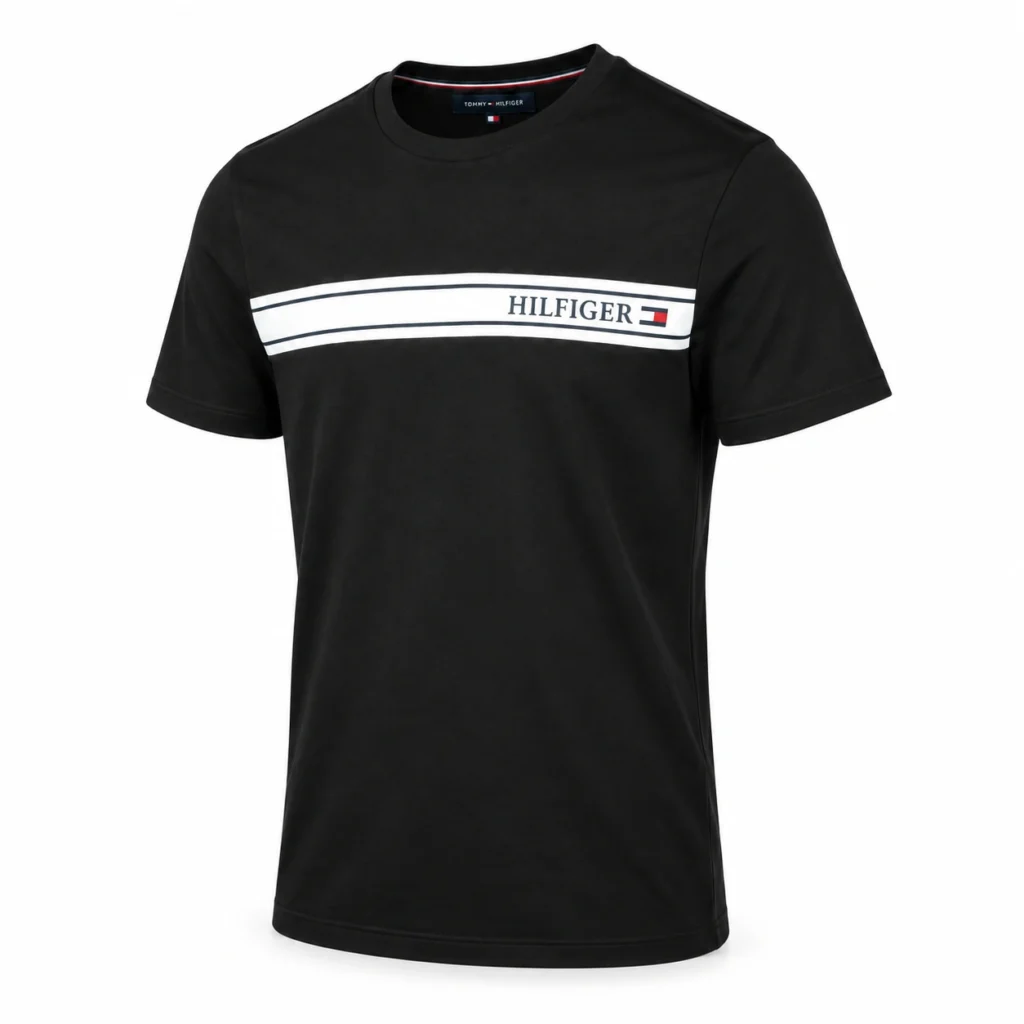 TOMMY HILFIGER TSHIRT — BLACK STRIPE — Front